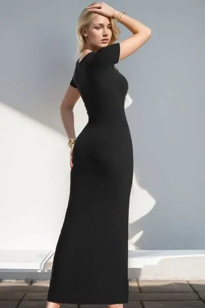 Basic Bae Built-In Shapewear Square Neck Short Sleeve Maxi Dress sold by The Barefoot Brunette Boutique product image thumbnail 3