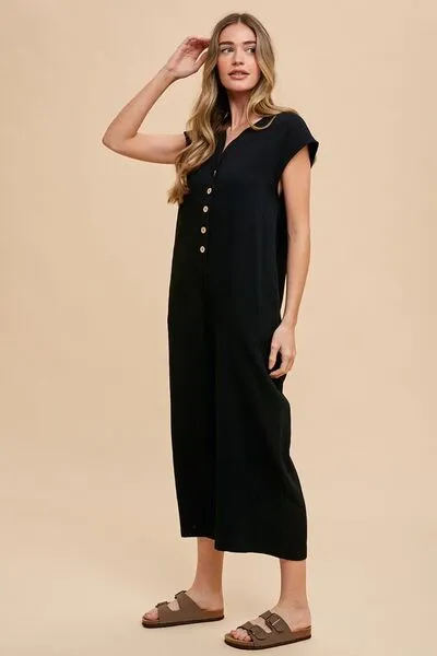 Annie Wear Button Detail Wide Leg Jumpsuit with Pockets sold by The Barefoot Brunette Boutique product image thumbnail 4