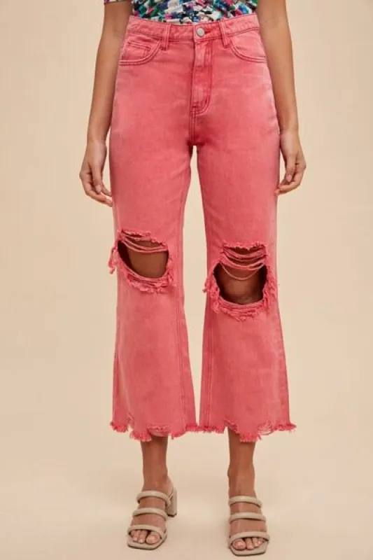 Annie Wear Distressed Raw Hem Jeans sold by The Barefoot Brunette Boutique
