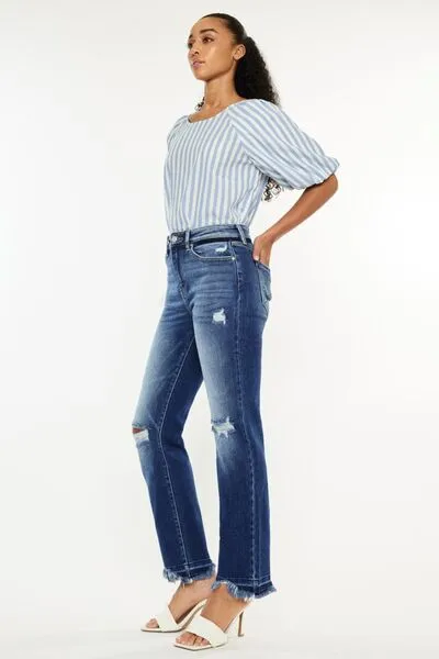 Kancan High Rise Distressed Slim Straight Jeans sold by The Barefoot Brunette Boutique product image thumbnail 3