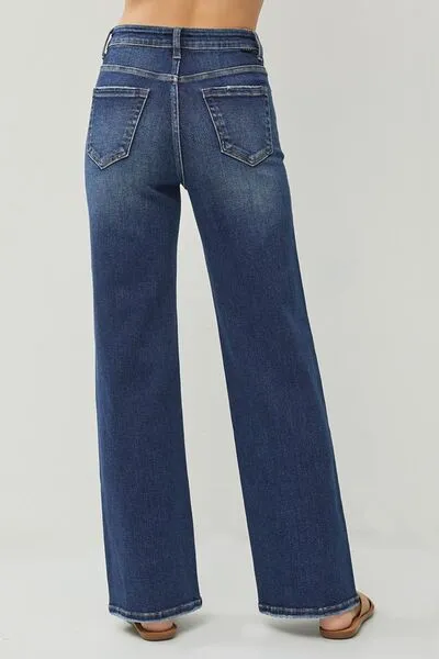 RISEN Full Size High Rise Distressed Wide Leg Jeans sold by The Barefoot Brunette Boutique product image thumbnail 2