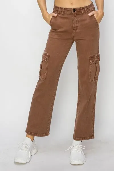 Risen Full Size High Rise Cargo Jeans sold by The Barefoot Brunette Boutique