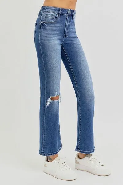 RISEN Full Size Distressed High Rise Crop Flare Jeans sold by The Barefoot Brunette Boutique product image thumbnail 3