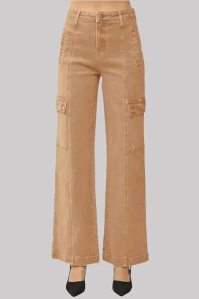 RISEN Full Size High Rise Wide Leg Cargo Jeans sold by The Barefoot Brunette Boutique product image thumbnail 3