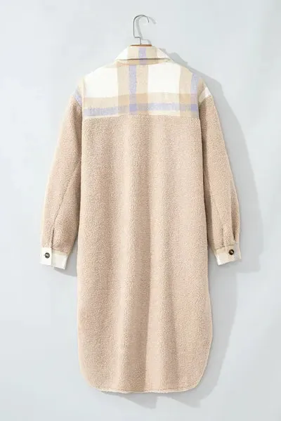 Slit Plaid Button Down Long Sleeve Coat sold by The Barefoot Brunette Boutique product image thumbnail 4
