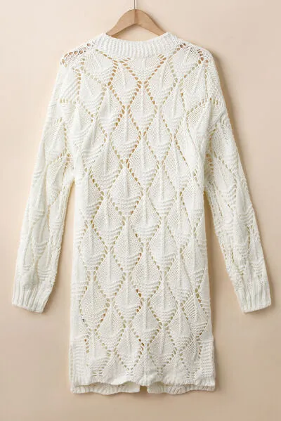 Openwork Open Front Long Sleeve Cardigan sold by The Barefoot Brunette Boutique product image thumbnail 5
