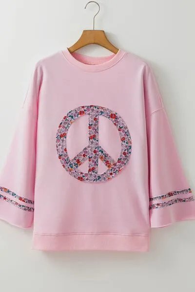 Peace Patch Round Neck Long Sleeve Top sold by The Barefoot Brunette Boutique product image thumbnail 5