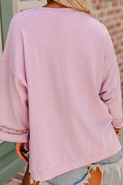 Peace Patch Round Neck Long Sleeve Top sold by The Barefoot Brunette Boutique product image thumbnail 2