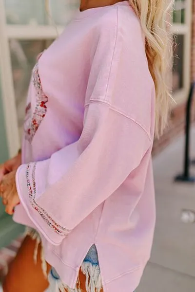 Peace Patch Round Neck Long Sleeve Top sold by The Barefoot Brunette Boutique product image thumbnail 3