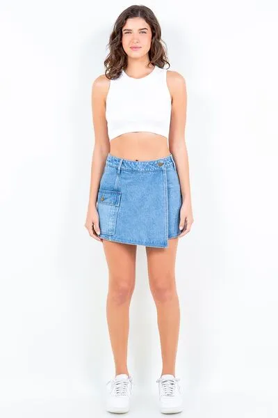 American Bazi Cargo Pocket Denim Skort sold by The Barefoot Brunette Boutique product image thumbnail 4
