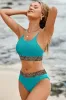 Leopard Trim Scoop Neck Bikini Set sold by The Barefoot Brunette Boutique