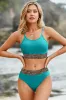 Leopard Trim Scoop Neck Bikini Set sold by The Barefoot Brunette Boutique