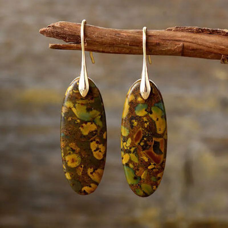 Natural Stone Copper Dangle Earrings made by The Barefoot Brunette Boutique