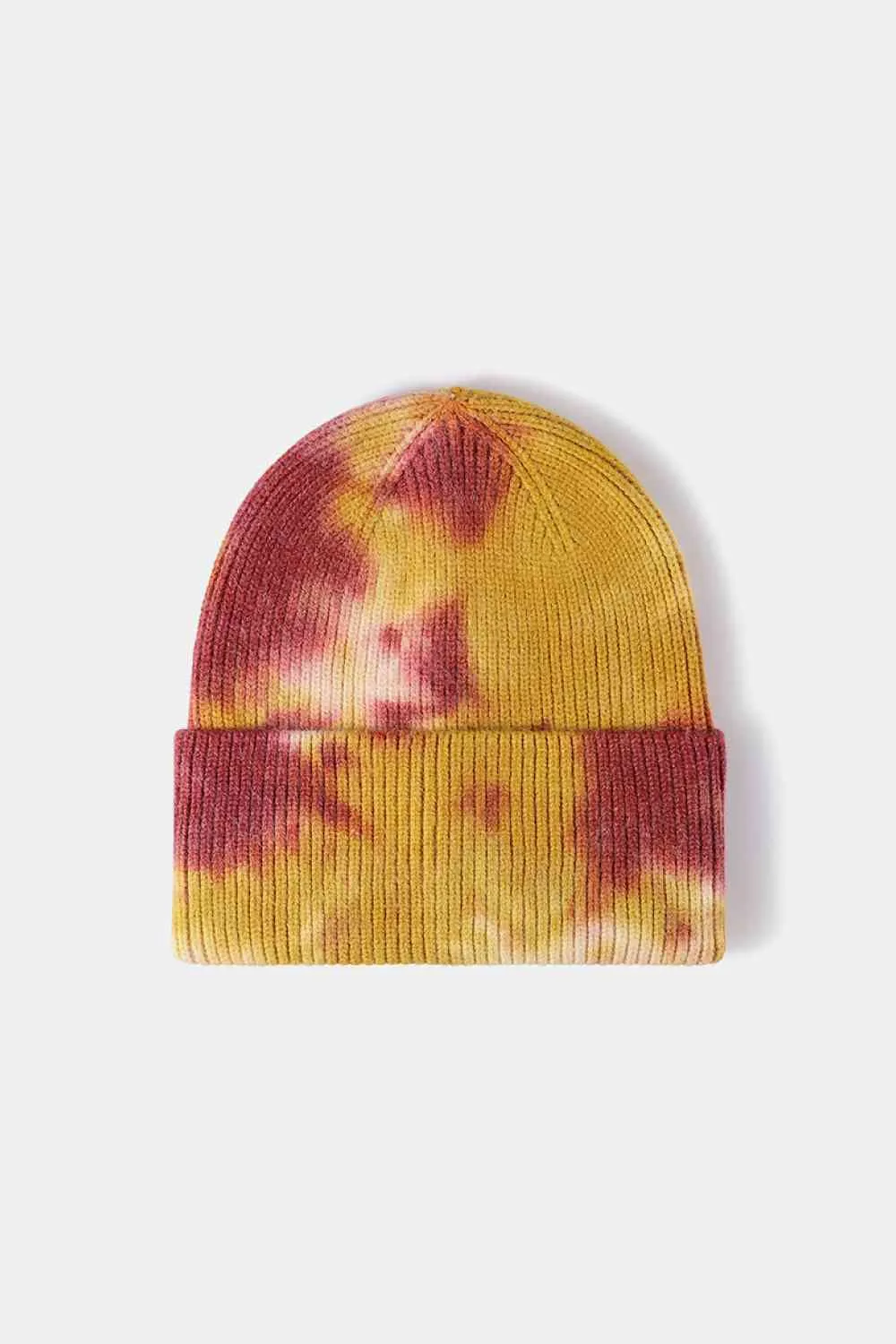 Tie-Dye Cuffed Rib-Knit Beanie Hat sold by The Barefoot Brunette Boutique