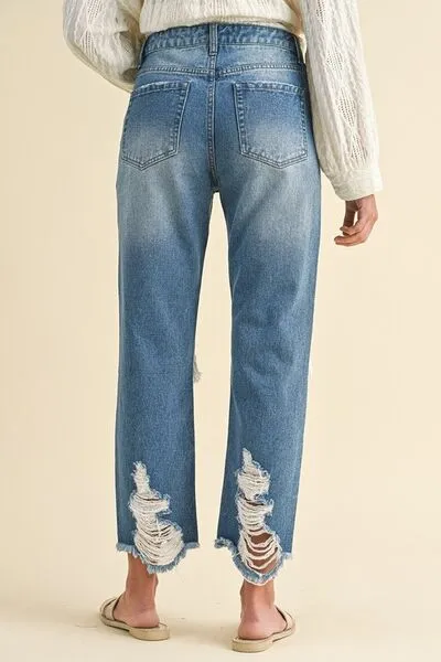 Annie Wear Distressed Raw Hem Cropped Jeans sold by The Barefoot Brunette Boutique product image thumbnail 3