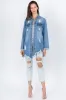 American Bazi Distressed Frayed Hem Denim Jacket sold by The Barefoot Brunette Boutique
