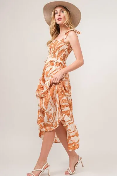 And The Why Tie Shoulder Smocked Midi Tiered Dress sold by The Barefoot Brunette Boutique product image thumbnail 3