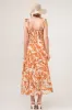 And The Why Tie Shoulder Smocked Midi Tiered Dress sold by The Barefoot Brunette Boutique