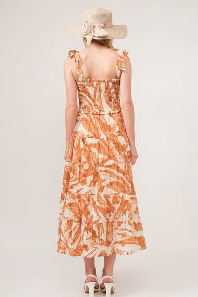 And The Why Tie Shoulder Smocked Midi Tiered Dress sold by The Barefoot Brunette Boutique product image thumbnail 2