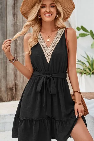 Tied Frill Sleeveless Mini Dress sold by The Barefoot Brunette Boutique product image thumbnail 3
