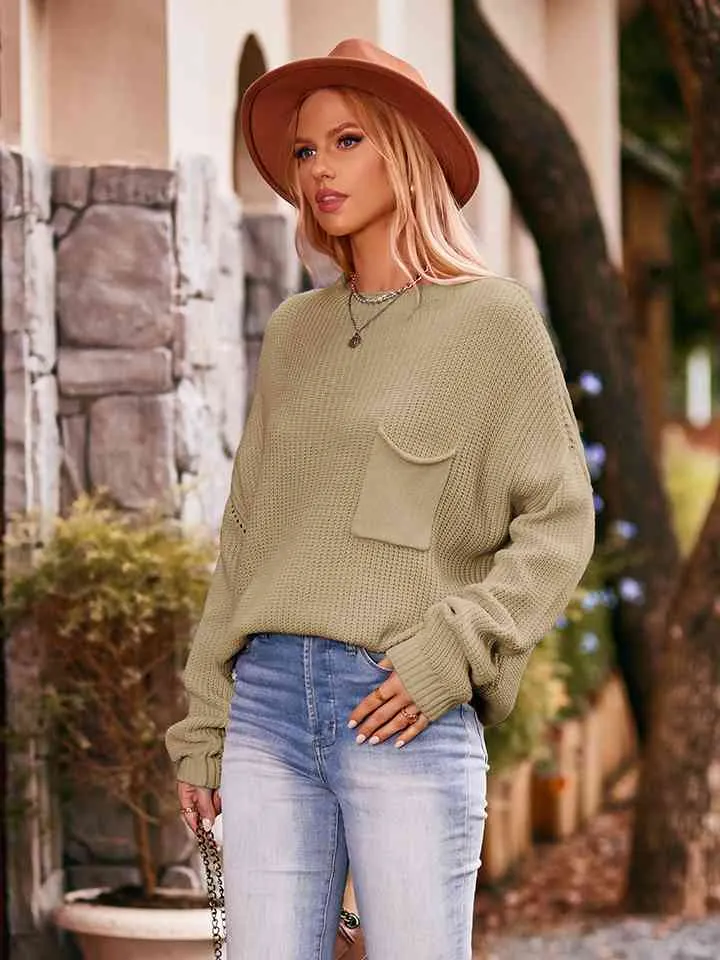 Waffle-Knit Long Sleeve Sweater sold by The Barefoot Brunette Boutique product image thumbnail 3