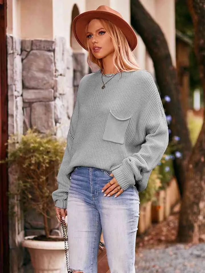 Waffle-Knit Long Sleeve Sweater sold by The Barefoot Brunette Boutique product image thumbnail 5