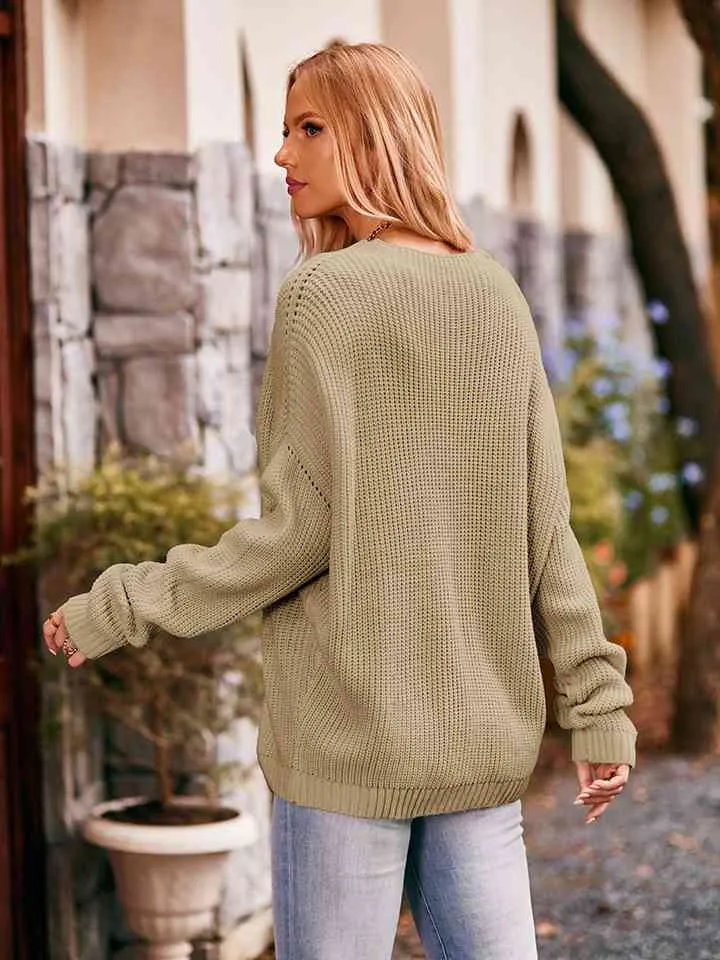 Waffle-Knit Long Sleeve Sweater sold by The Barefoot Brunette Boutique product image thumbnail 2
