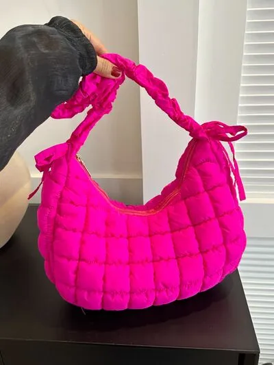 Bubble Texture Ruched Strap Quilted Shoulder Bag sold by The Barefoot Brunette Boutique product image thumbnail 2