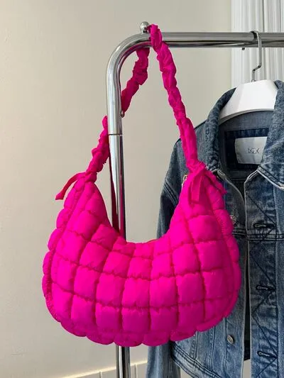 Bubble Texture Ruched Strap Quilted Shoulder Bag sold by The Barefoot Brunette Boutique