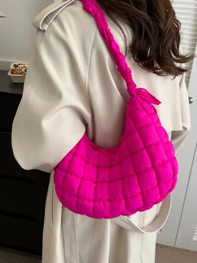 Bubble Texture Ruched Strap Quilted Shoulder Bag sold by The Barefoot Brunette Boutique product image thumbnail 4