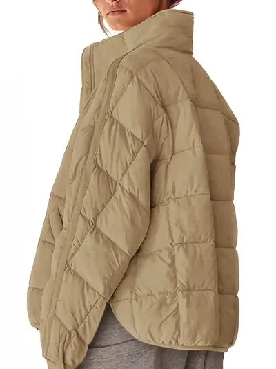 Pocketed Plaid Quilted Zip Up Winter Coat sold by The Barefoot Brunette Boutique product image thumbnail 4