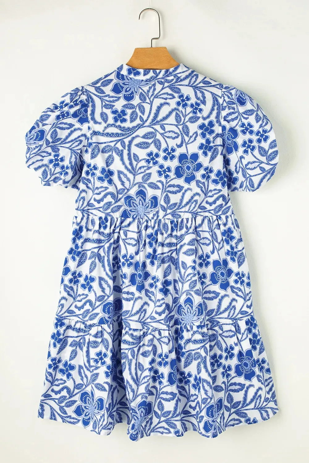 Printed Notched Puff Sleeve Dress sold by The Barefoot Brunette Boutique product image thumbnail 5