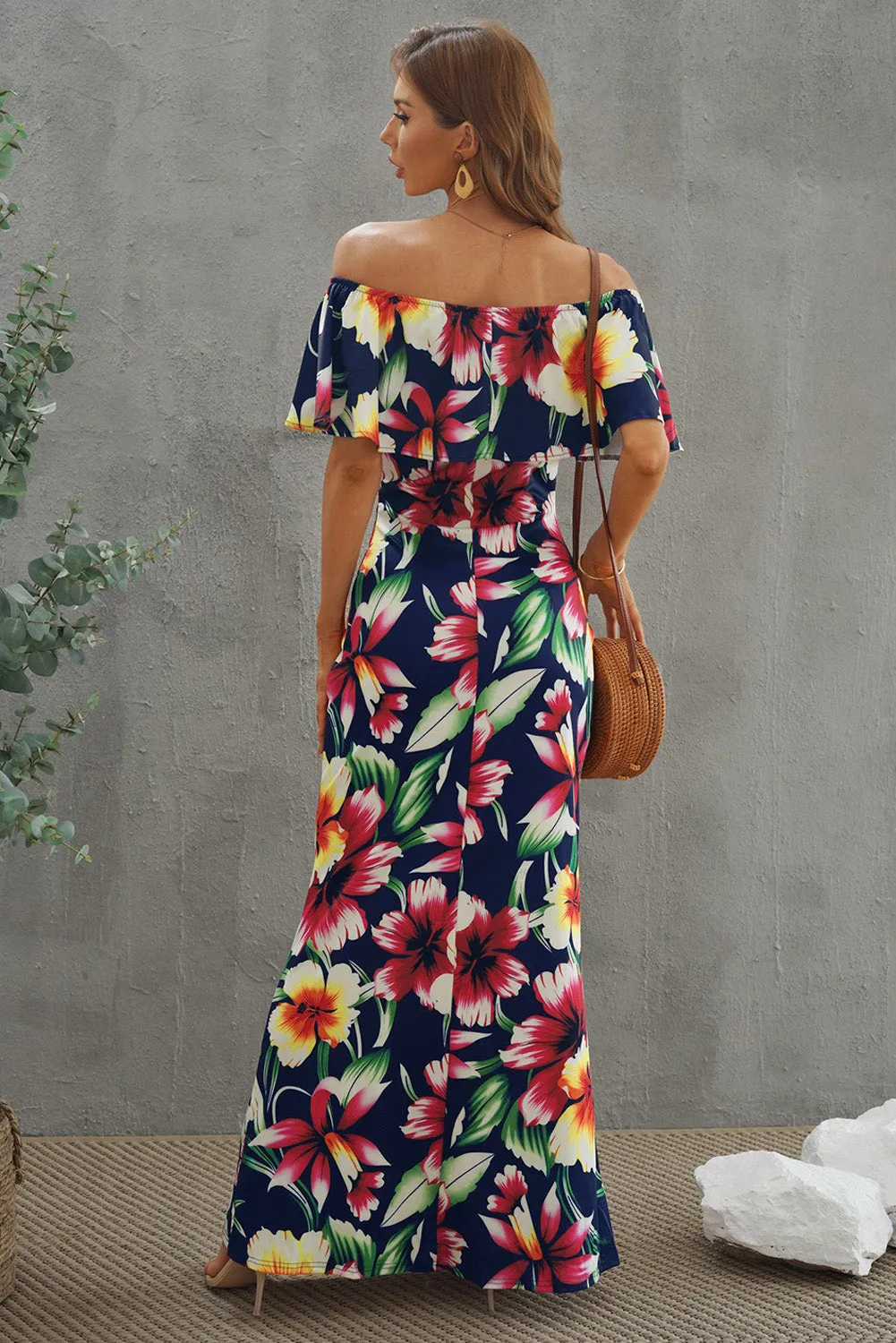 Floral Layered Off-Shoulder Maxi Dress sold by The Barefoot Brunette Boutique product image thumbnail 2