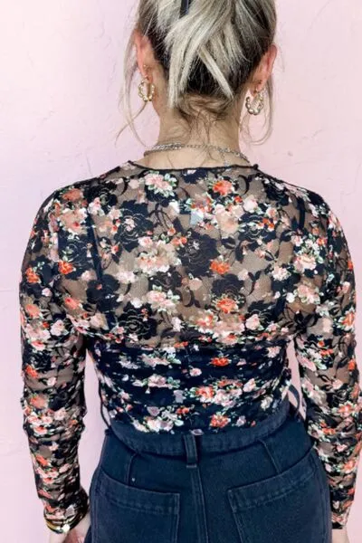 Floral Round Neck Long Sleeve Blouse sold by The Barefoot Brunette Boutique product image thumbnail 5