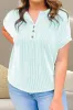 Plus Size Striped Notched Short Sleeve T-Shirt sold by The Barefoot Brunette Boutique