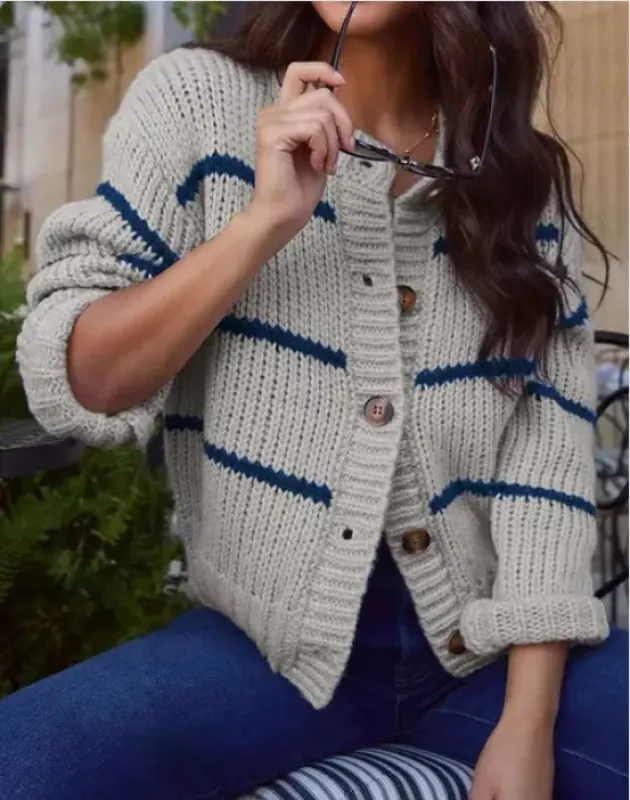 Striped Knit Sweater sold by The Barefoot Brunette Boutique
