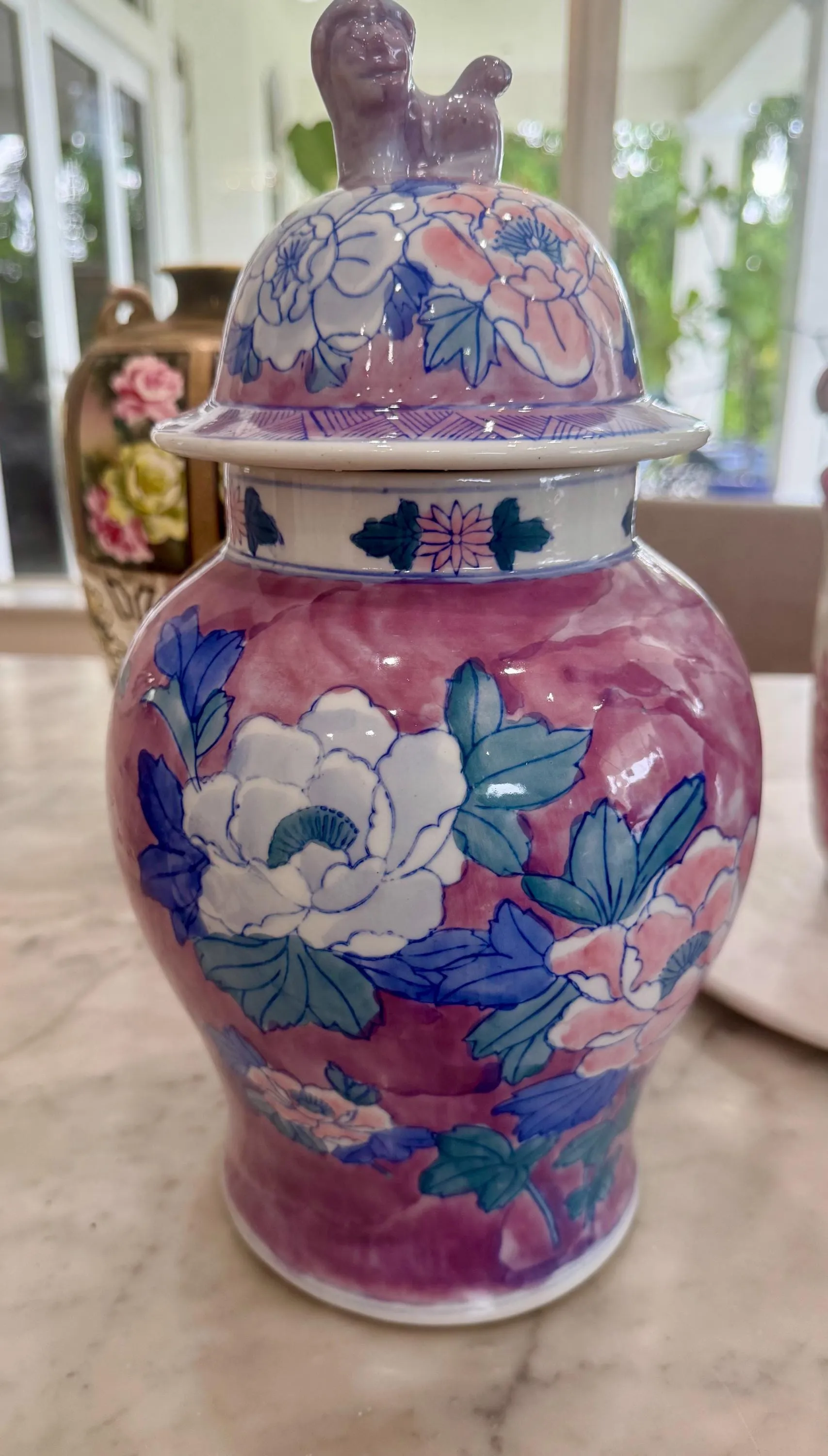 Temple Jar lavender blue with foo dog lid sold by ThePopStyle product image thumbnail 2