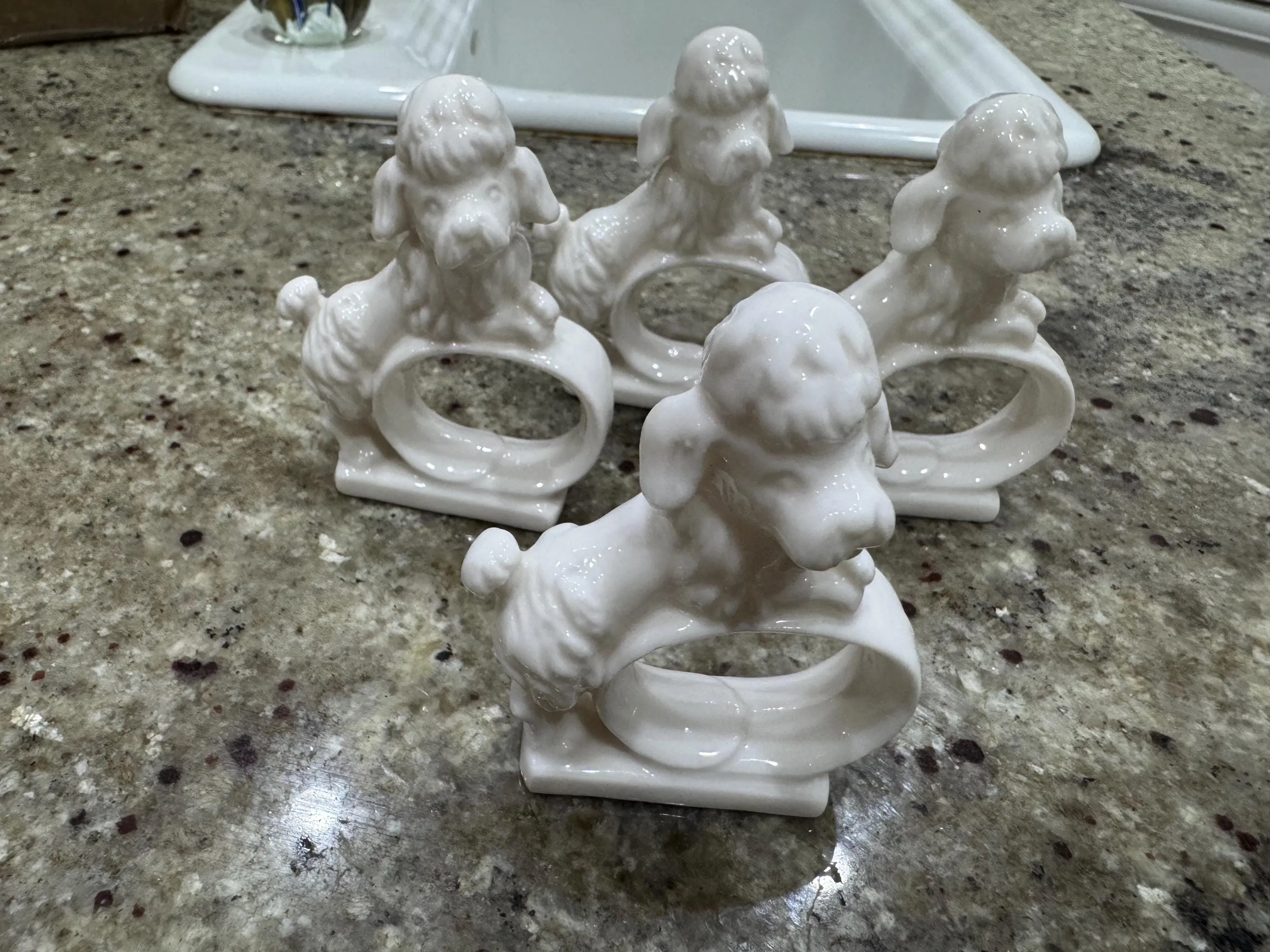 poodle napkin rings set of 4 white poodle dog napkin rings MCM napkin rings sold by ThePopStyle product image thumbnail 3