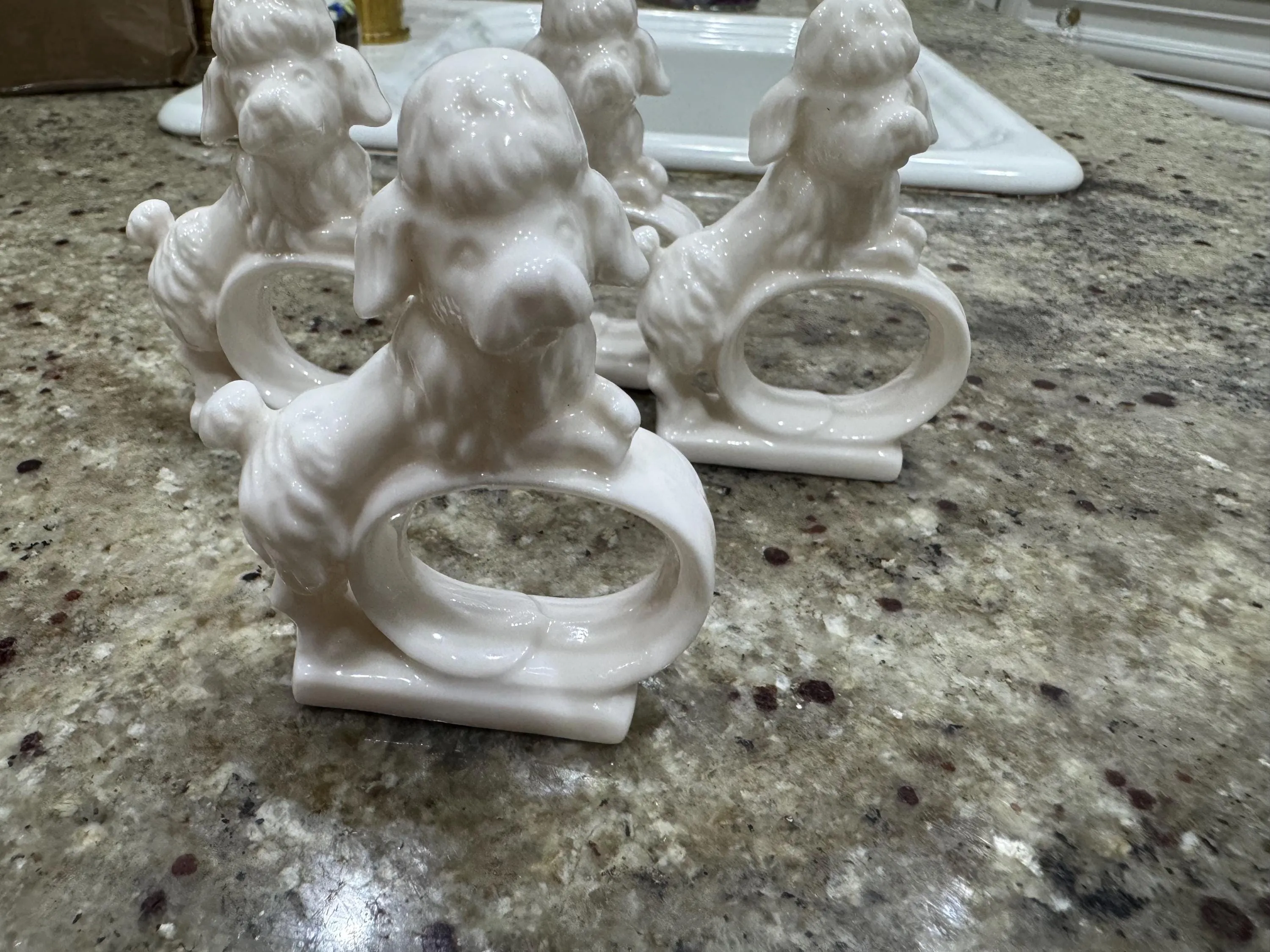 poodle napkin rings set of 4 white poodle dog napkin rings MCM napkin rings sold by ThePopStyle product image thumbnail 2