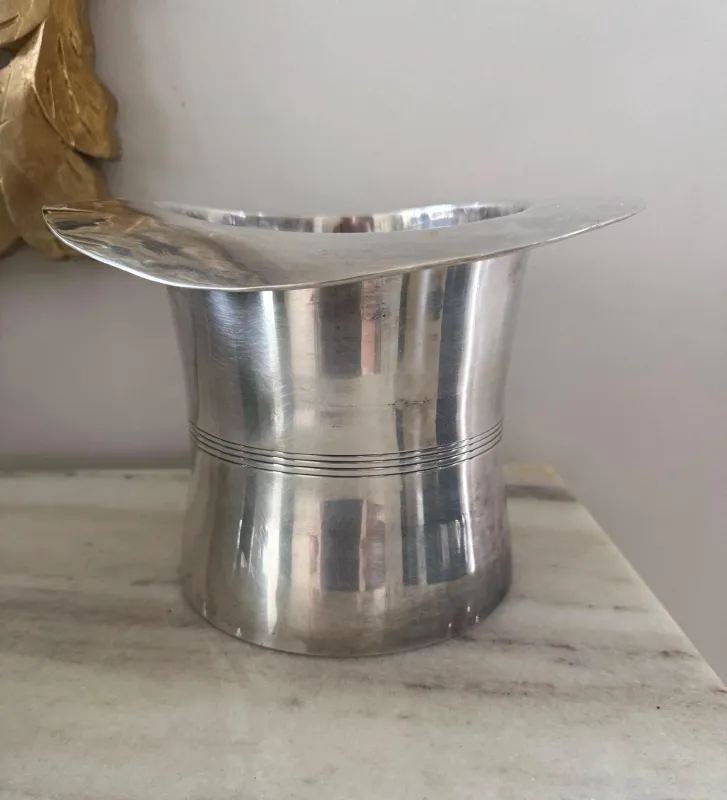 Silver Ice Bucket Vintage Top Hat MCM Deco Ice Bucket Rare Gorham vintage sold by ThePopStyle