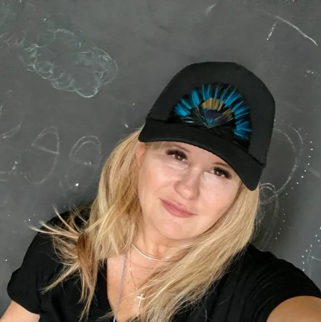 Feather Trucker Hat Western Feather SnapBack Hat Trendy Western Hat sold by ThePopStyle product image thumbnail 4