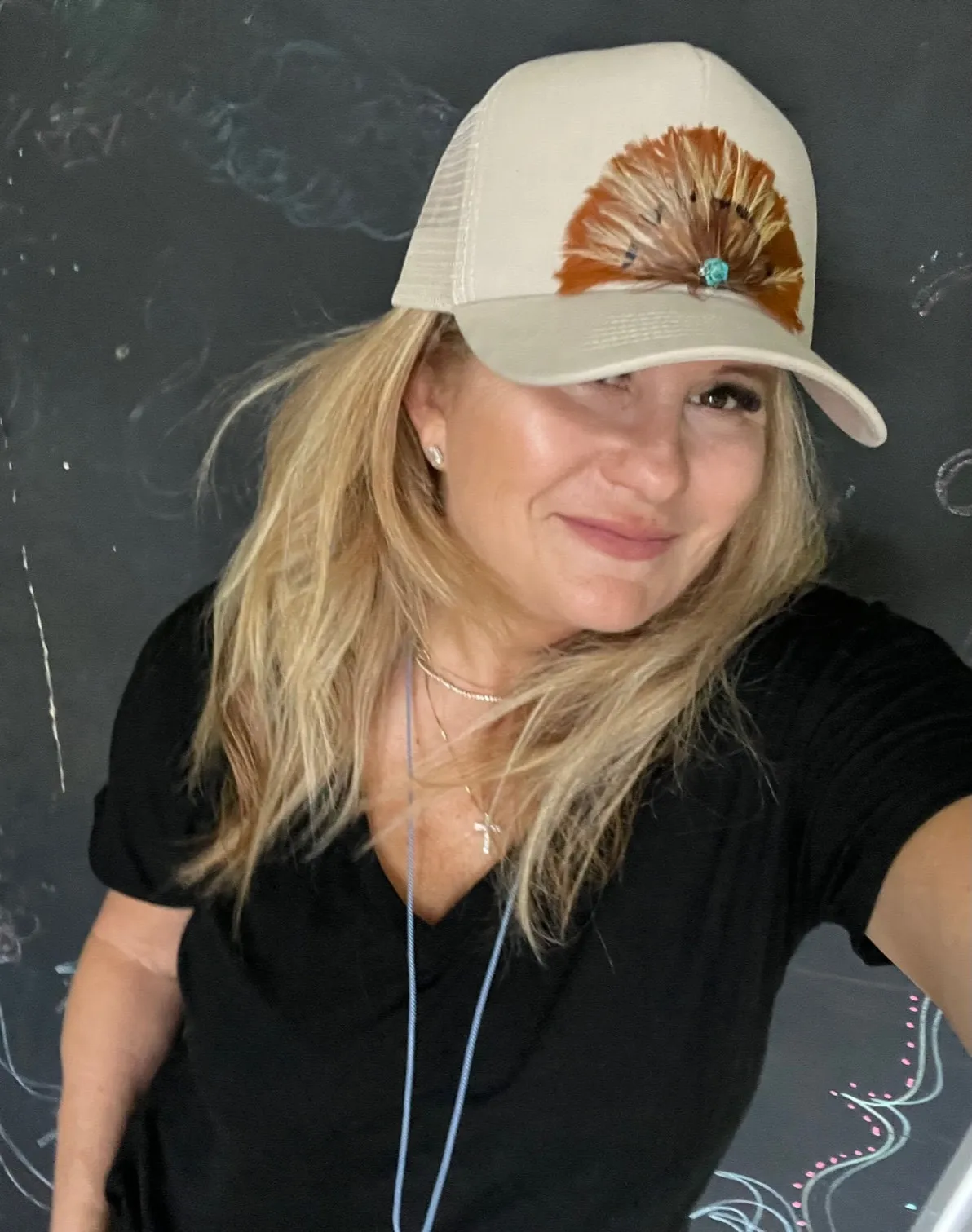 Feather Trucker Hat Western Feather SnapBack Hat Trendy Western Hat sold by ThePopStyle product image thumbnail 5