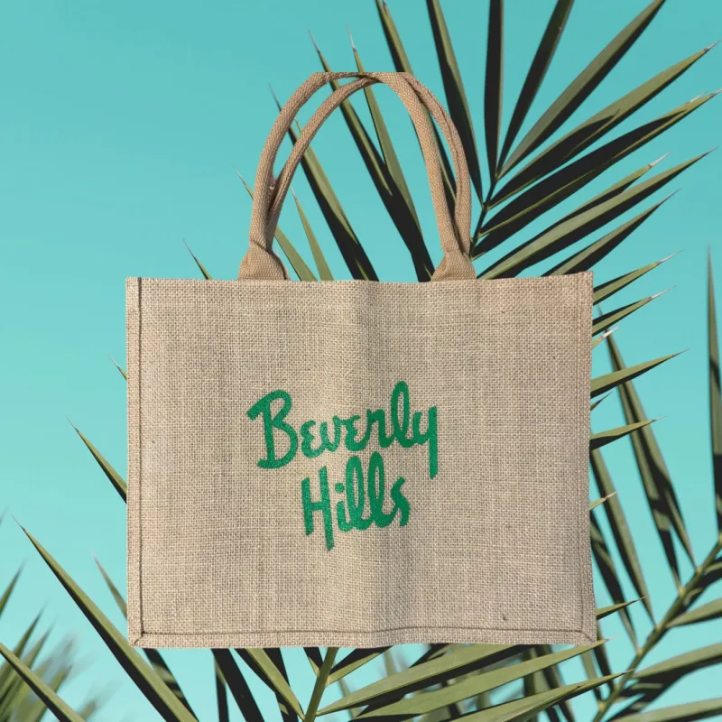 Beverly Hills Tote Bag California  Raffia Souvenir Tote Bag Beach Tote sold by ThePopStyle