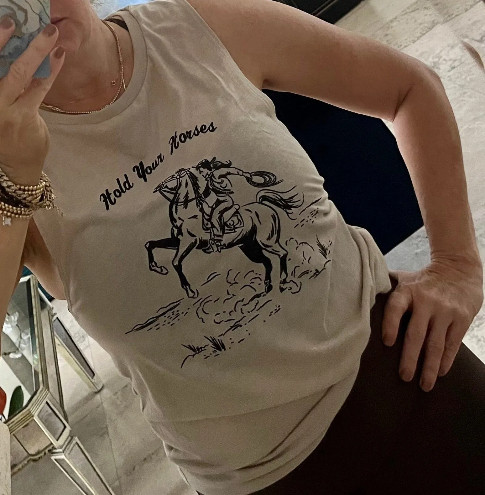 Hold Your Horses Tank Top , Cowgirl Shirt, Slow Down Shirt, Cowgirl Shirt. Country Music Lover Shirt sold by ThePopStyle product image thumbnail 3