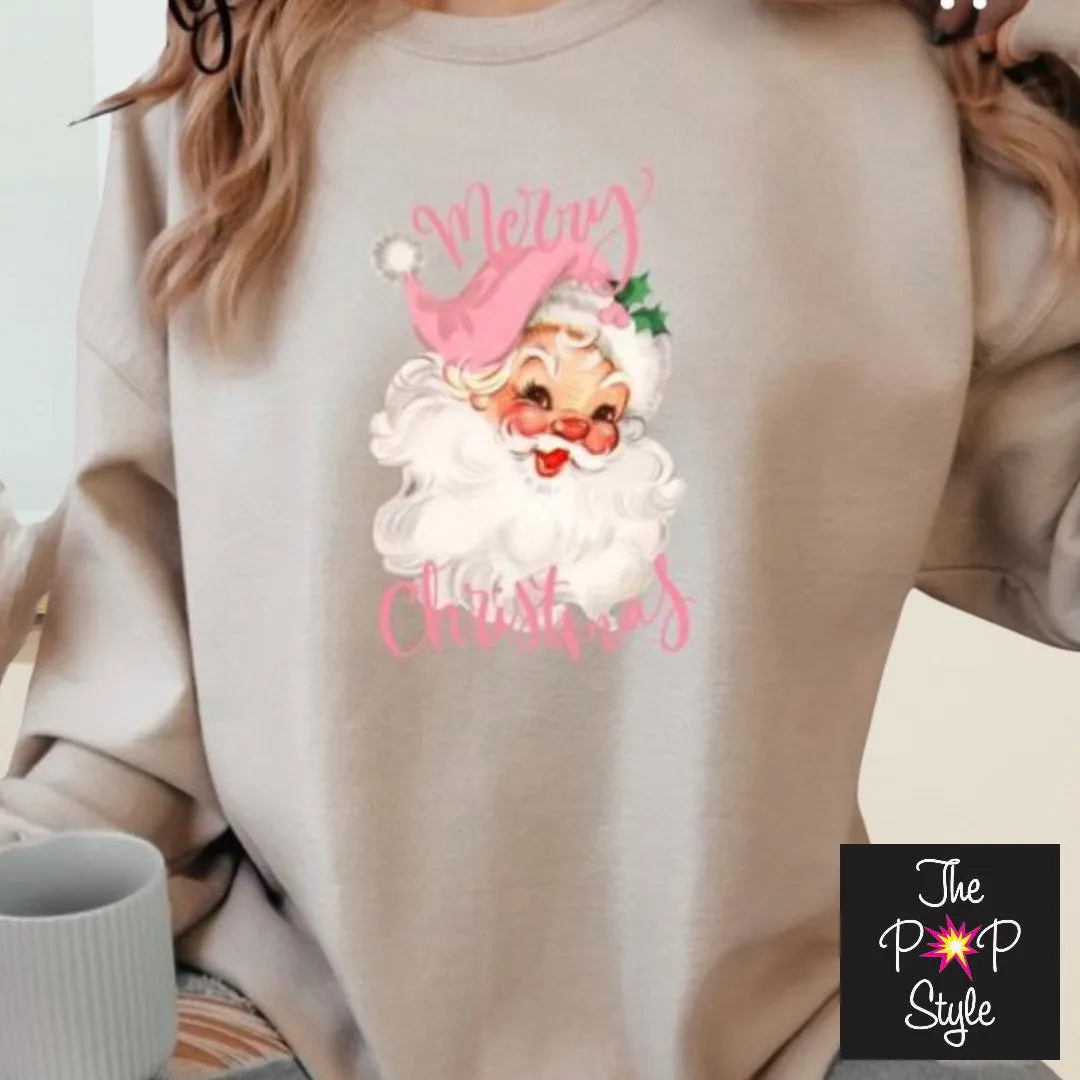 Merry Christmas Vintage Santa Sweatshirt, Retro Christmas Shirt, Vintage Christmas Shirt sold by ThePopStyle