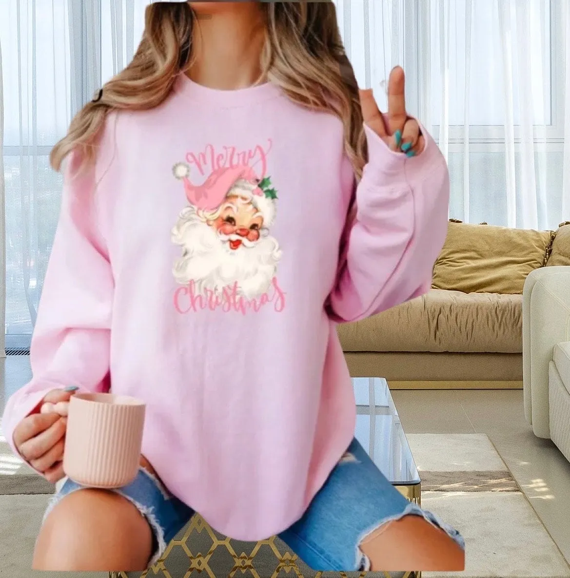 Merry Christmas Vintage Santa Sweatshirt, Retro Christmas Shirt, Vintage Christmas Shirt sold by ThePopStyle product image thumbnail 2