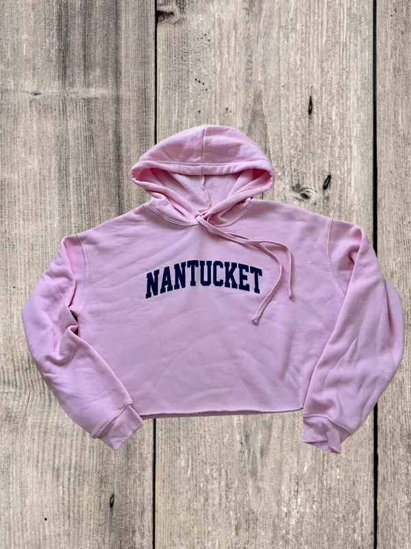 Nantucket Pink Cropped Hooded Sweatshirt, Prep Style Apparel, Collegiate Sweatshirt, Cape Cod Shirt, Nantucket Souvenir Shirt made by ThePopStyle