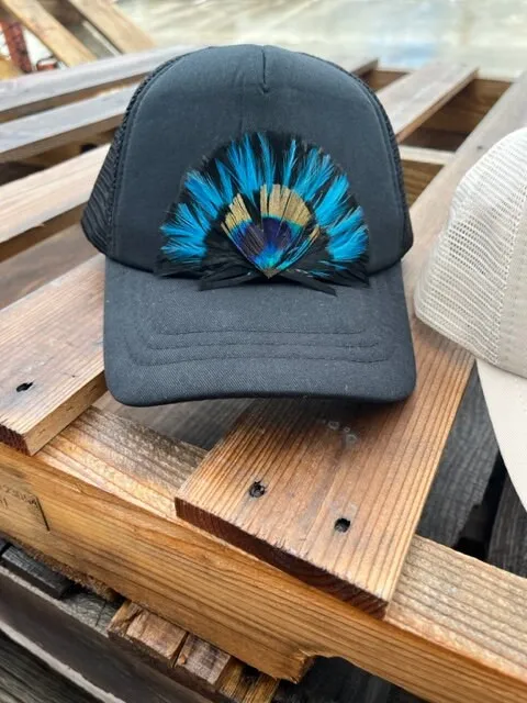 Feather Trucker Hat, Feather Front Trucker Hat. Country Music Hat sold by ThePopStyle product image thumbnail 4