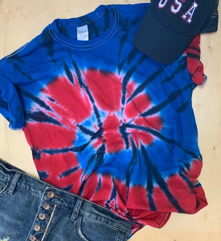 USA Tie Dye Shirt /  REd White and Blue Tie Dye Shirt / Fourth of July shirt / Independence Day shirt sold by ThePopStyle