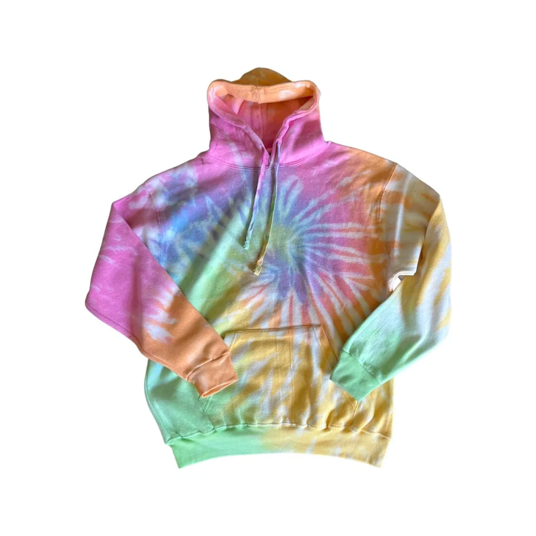 Spring tie dye colors pink purple aqua Tie Dye Hoodie Unisex Fit sold by ThePopStyle product image thumbnail 2